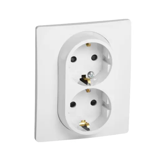 Електрически интериорен контакт Legrand двоен скрит монтаж  2 x 2P+E, 16 A, 20 IP, бял, Niloe