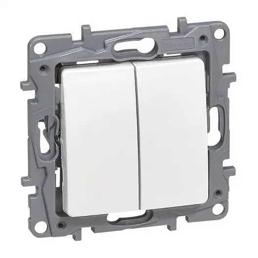 Електрически сериен ключ Legrand скрит монтаж с монтажна рамка  10 A, бял, сх. 5, Niloe