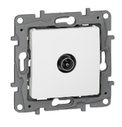 Розетка за кабелна TV Legrand единична скрит монтаж, с монтажна рамка  20 IP, бял, Niloe - product - 028 LGR3141