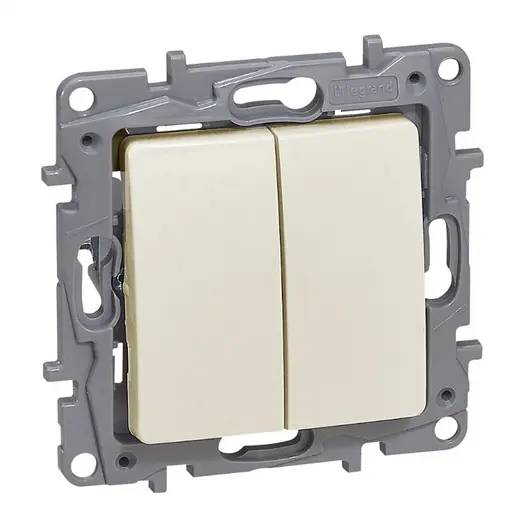 Електрически сериен ключ Legrand скрит монтаж с монтажна рамка  10 A, крем, сх. 5, Niloe