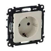 Електрически интериорен контакт Legrand единичен скрит монтаж с детска защита  2P+E, 16 A, 20 IP, крем, Valena Life - product - 028 LGR3269