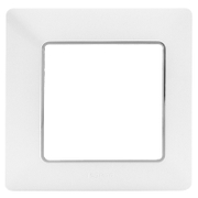 Декоративна рамка Legrand за ключове и контакти един модул  бяла/хром, 86х86x9.8 мм, Valena Life - product - 028 LGR3285
