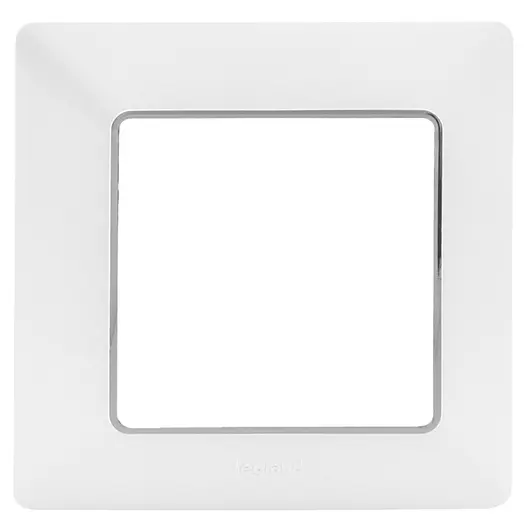 Декоративна рамка Legrand за ключове и контакти един модул  бяла/хром, 86х86x9.8 мм, Valena Life
