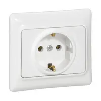 Електрически интериорен контакт Legrand единичен скрит монтаж  2P+E, 16 A, 20 IP, бял, Kaptika