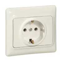 Електрически интериорен контакт Legrand единичен скрит монтаж  2P+E, 16 A, 20 IP, крем, Kaptika