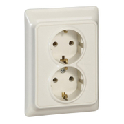 Електрически интериорен контакт Legrand двоен скрит монтаж  16 A, 2 x 2P+E, 20 IP, крем, Kaptika - product - 028 LGR3833