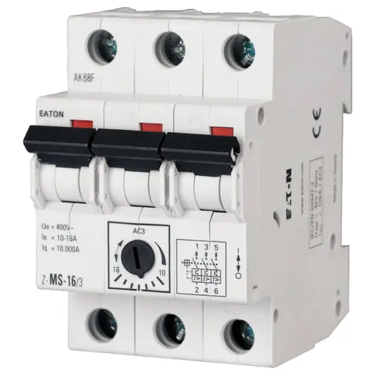 Прекъсвач моторен Eaton с термомагнитна защита триполюсен  3P, 25-40 А, 400 V, Z-MS-40/3