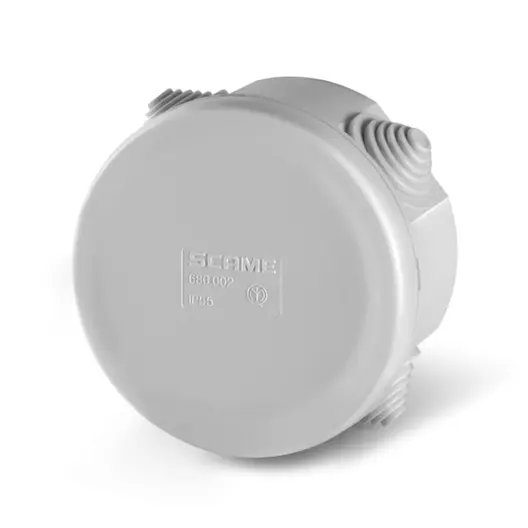 Разклонителна кутия Scame PVC, противовлажна  открит монтаж, ф 80x40 мм, 55 IP, сива, Scabox