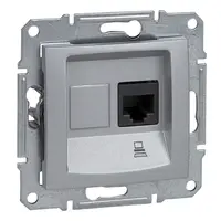 Розетка за компютърна мрежа Schneider Electric единична скрит монтаж, с монтажна рамка  20 IP, алуминий, Sedna