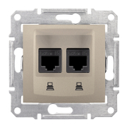 Розетка за компютърна мрежа Schneider Electric двойна скрит монтаж, с монтажна рамка  20 IP, титан, Sedna - product - 028 PRA5276