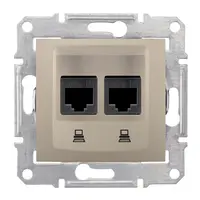 Розетка за компютърна мрежа Schneider Electric двойна скрит монтаж, с монтажна рамка  20 IP, титан, Sedna