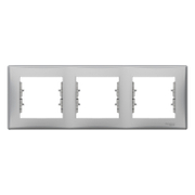Декоративна рамка Schneider Electric за ключове и контакти три модула  алуминий, 227х80x7 мм, Sedna - product - 028 PRA5277