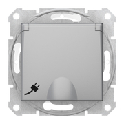 Електрически противовлажен контакт Schneider Electric единичен скрит монтаж с капак механизъм  16 A, 2P+E, 44 IP, алуминий, Sedna - product - 028 PRA5272