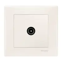 Розетка за кабелна TV Schneider Electric единична, скрит монтаж, с декоративна рамка  20 IP, крем, Sedna