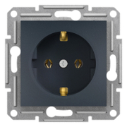 Електрически интериорен контакт Schneider Electric единичен скрит монтаж  16 A, 2P+E, 20 IP, антрацит, Asfora - product - 028 PRA5397