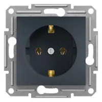 Електрически интериорен контакт Schneider Electric единичен скрит монтаж  2P+E, 16 A, 20 IP, антрацит, Asfora