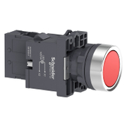 Бутонен превключвател Schneider Electric с пружинно връщане светещ  3 A, 240 V, 1 NO, червен, Easy Harmony XA2E - product - 028 PRA5476