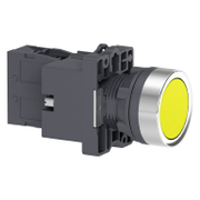 Бутонен превключвател Schneider Electric с пружинно връщане светещ  3 A, 24 V, 1 NO, жълт, Easy Harmony XA2E - product - 028 PRA5478