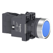 Бутонен превключвател Schneider Electric с пружинно връщане светещ  3 A, 24 V, 1 NO, син, Easy Harmony XA2E - product - 028 PRA5479