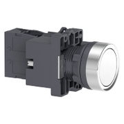 Бутонен превключвател Schneider Electric с пружинно връщане светещ  3 A, 24 V, 1 NO, бял, Easy Harmony XA2E - product - 028 PRA5486