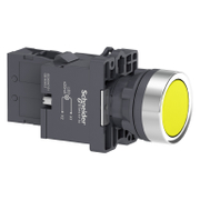 Бутонен превключвател Schneider Electric с пружинно връщане светещ  3 A, 240 V, 1 NO, жълт, Easy Harmony XA2E - product - 028 PRA5488