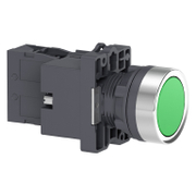 Бутонен превключвател Schneider Electric с пружинно връщане светещ  3 A, 24 V, 1 NO, зелен, Easy Harmony XA2E - product - 028 PRA5480