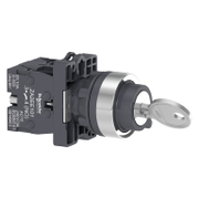 Превключвател пуск-стоп Schneider Electric с ключ 2 позиции с пружинно връщане  3 A, 230 V, 2 NO, черен, Easy Harmony XA2E - product - 028 PRA5564