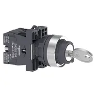 Превключвател пуск-стоп Schneider Electric с ключ 2 позиции с пружинно връщане  3 A, 230 V, 2 NO, черен, Easy Harmony XA2E