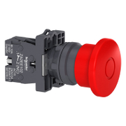 Авариен стоп бутон Schneider Electric тип гъба с натиск/дърпане  3 A, 240 V, 1 NC, червен, Easy Harmony XA2E - product - 028 PRA5563