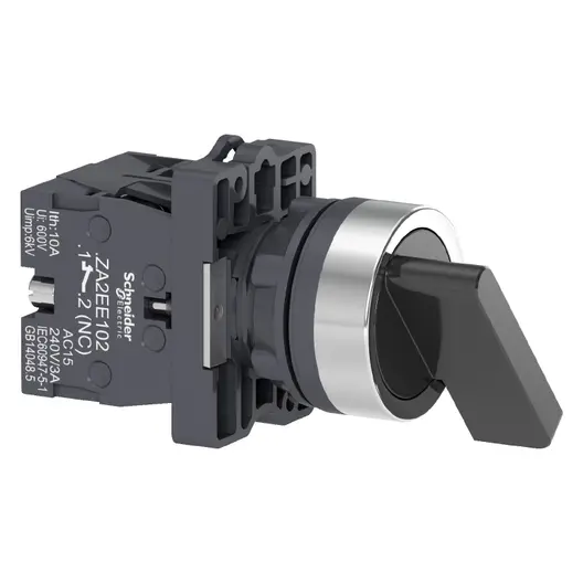 Превключвател пуск-стоп Schneider Electric 2 позиции без връщане  3 A, 230 V, 1 NO + 1 NC, черен, Easy Harmony XA2E