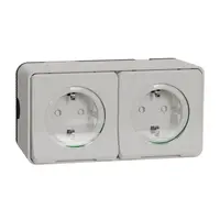 Електрически противовлажен контакт Schneider Electric двоен открит монтаж  16 A, 55 IP, бял, Mureva Styl