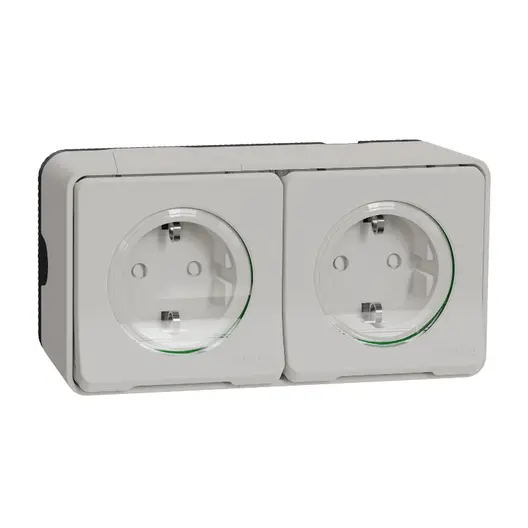 Електрически противовлажен контакт Schneider Electric двоен открит монтаж  16 A, 55 IP, бял, Mureva Styl