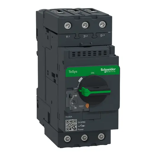 Прекъсвач моторен Schneider Electric с термомагнитна защита с EverLink клеми триполюсен  3P, 70-80 А, 690 V, TeSys GV2