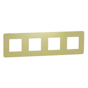 Декоративна рамка Schneider Electric за ключове и контакти четири модула  зелена ябълка/бежов RAL 1013, 298x85x10 мм, Unica Studio Color - product - 028 PRA5785
