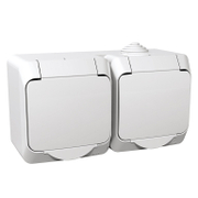 Електрически противовлажен контакт Schneider Electric двоен открит монтаж  16 A, 44 IP, бял, Cedar Plus - product - 028 PRA5797