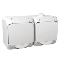 Електрически противовлажен контакт Schneider Electric двоен открит монтаж  16 A, 44 IP, бял, Cedar Plus