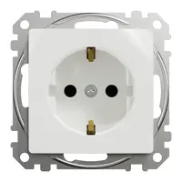 Електрически интериорен контакт Schneider Electric единичен скрит монтаж с монтажна рамка  2P+E с капаци, 16 A, 20 IP, бял, Sedna