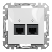 Розетка за компютърна мрежа Schneider Electric двойна скрит монтаж, с монтажна рамка  20 IP, бял, Sedna - product - 028 PRA6033