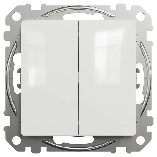 Девиаторен ключ Schneider Electric скрит монтаж с монтажна рамка двоен 10 A, бял, сх. 6, Sedna