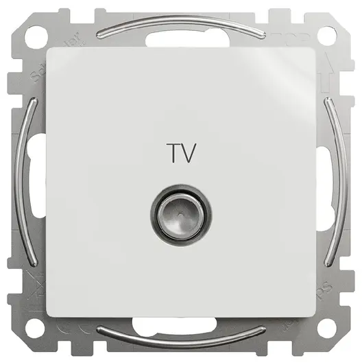 Розетка за кабелна TV Schneider Electric единична скрит монтаж, с монтажна рамка  20 IP, бял, Sedna