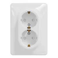 Електрически интериорен контакт Schneider Electric двоен скрит монтаж  2 x 2P+E, 16 A, 20 IP, бял, Sedna