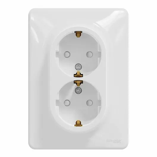 Електрически интериорен контакт Schneider Electric двоен скрит монтаж  2 x 2P+E, 16 A, 20 IP, бял, Sedna