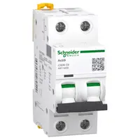 Автоматичен двуполюсен прекъсвач Schneider Electric за DIN шина крива C  6 A, 230 V, 6 kA, 2P, Acti 9 iC60