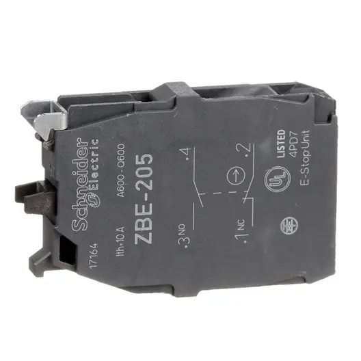 Блок Schneider Electric контактен спомагателен  1 NO + 1 NC, 6 A, преден монтаж, ZBE205