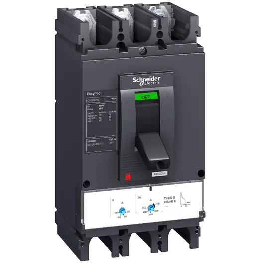 Прекъсвач мощностен Schneider Electric автоматичен тип А-3 регулируем  400 A, 23-40 kA, 3P, 440 V, 280-400 А, EasyPact CVS400F TM400D
