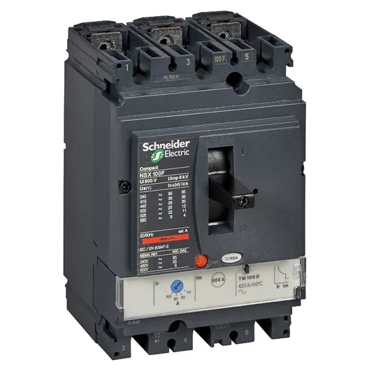 Прекъсвач мощностен Schneider Electric автоматичен тип А-1 регулируем  100 A, 7.5-40 kA, 3P, 690 V, 70-100 А, Compact NSX100B	