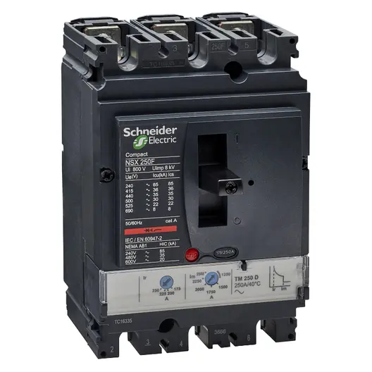 Прекъсвач мощностен Schneider Electric автоматичен тип А-2 регулируем  250 A, 4-85 kA, 3P, 690 V, 175-250 А, Compact NSX250F