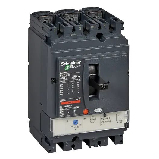 Прекъсвач мощностен Schneider Electric автоматичен тип А-1 регулируем  16 A, 4-85 kA, 3P, 690 V, 11.2-16 А, Compact NSX100F