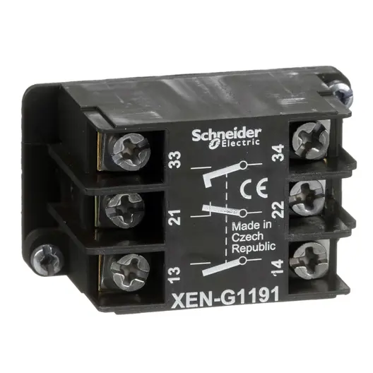 Контактен елемент Schneider Electric за команден бутон  10 A, 1 NC + 2 NO, черен, Harmony XAC