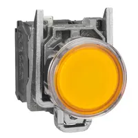 Бутонен превключвател Schneider Electric с пружинно връщане светещ  3 A, 24 V, 1 NO + 1 NC, жълт, Harmony XB4